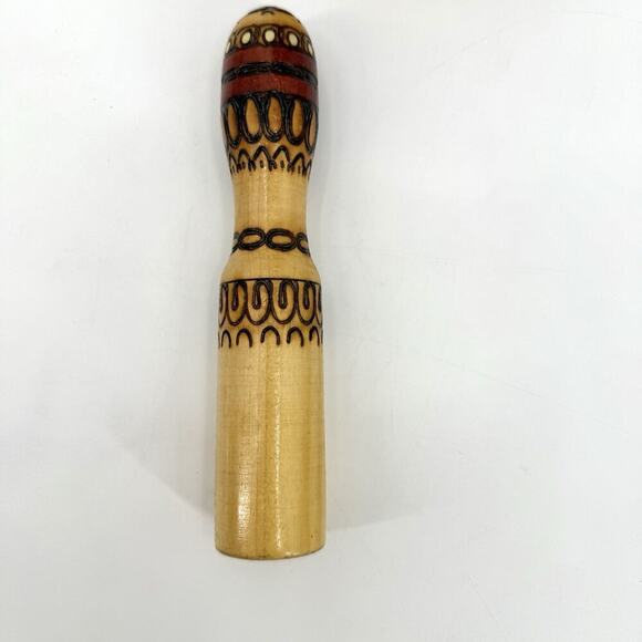 Vintage Wooden Turned Mortar & Pestle Primitive Farm Kitchen Tool Large Bulgaria - Picture 5 of 12